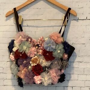 Corset Bustier 3D Floral Handmade Etsy Sz S Cottage Rave Feminine Fairy whimsy
